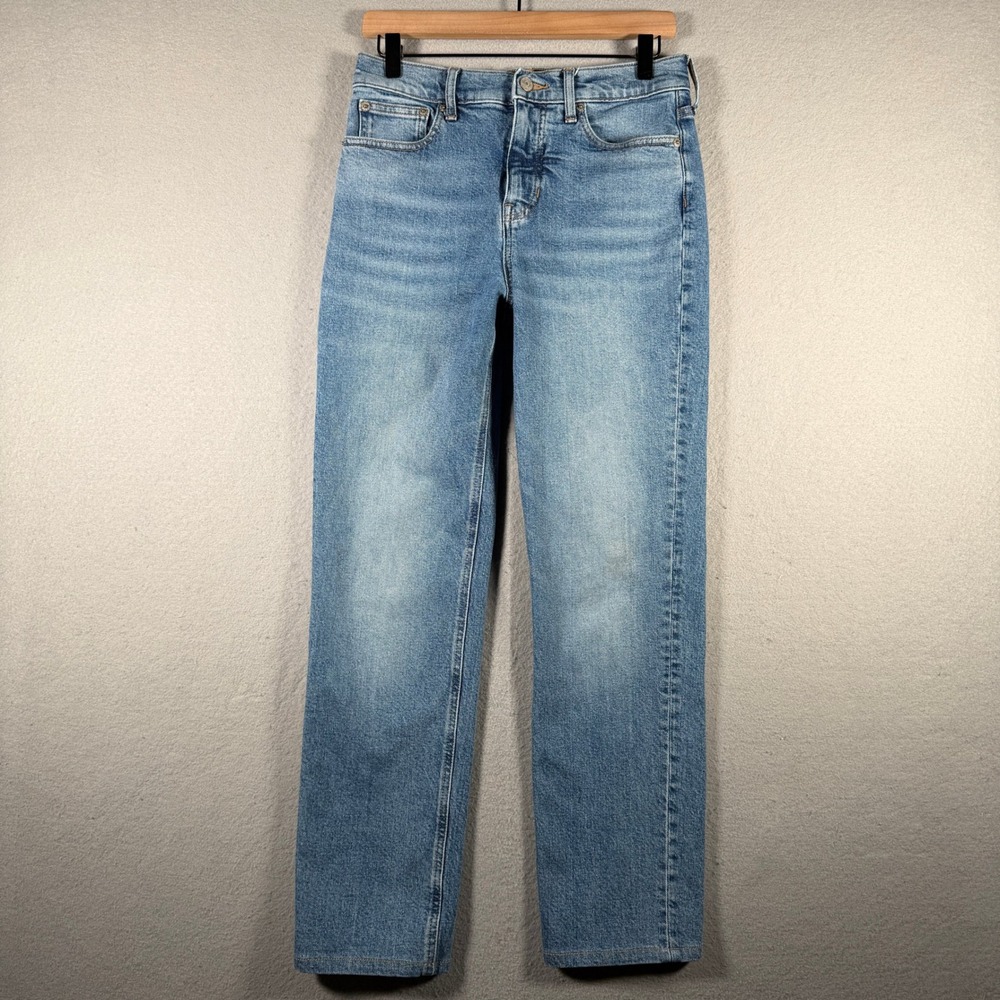 J.Crew Full Length Classic Straight Jeans Medium Wash Blue Size 27 BD381
